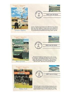 Vintage Baseball Stadium First Day Stamp Cover Set 2001